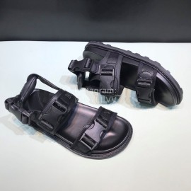 Bottega Veneta Black Leather Webbing Sandals For Men 