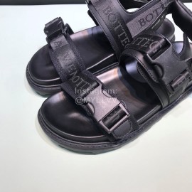 Bottega Veneta Black Leather Webbing Sandals For Men 