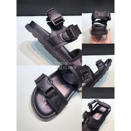 Bottega Veneta Black Leather Webbing Sandals For Men 