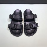 Bottega Veneta Black Leather Webbing Slippers For Men 