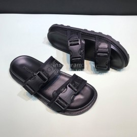 Bottega Veneta Black Leather Webbing Slippers For Men 