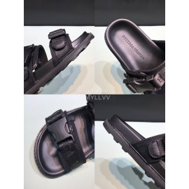 Bottega Veneta Black Leather Webbing Slippers For Men 