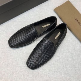 Bottega Veneta Fashion Calf Leather Woven Shoes For Men Black