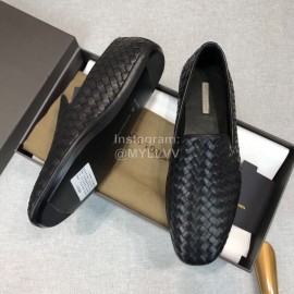 Bottega Veneta Fashion Calf Leather Woven Shoes For Men Black