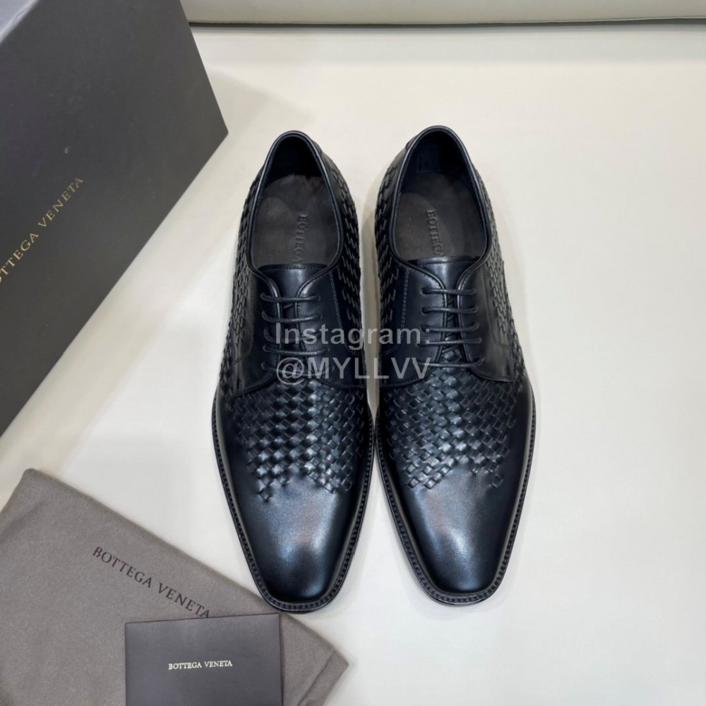 Bottega Veneta New Woven Calf Leather Lace Up Shoes For Men