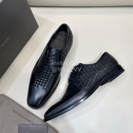 Bottega Veneta New Woven Calf Leather Lace Up Shoes For Men