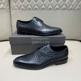 Bottega Veneta New Woven Calf Leather Lace Up Shoes For Men