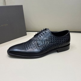 Bottega Veneta New Woven Calf Leather Lace Up Shoes For Men