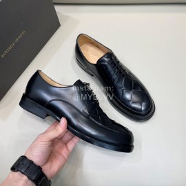 Bottega Veneta New Woven Calf Leather Lace Up Shoes For Men Black