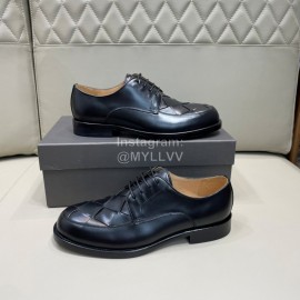 Bottega Veneta New Woven Calf Leather Lace Up Shoes For Men Black