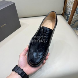 Bottega Veneta New Woven Calf Leather Lace Up Shoes For Men Black