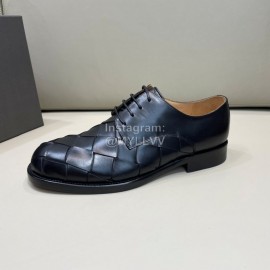 Bottega Veneta Woven Calf Leather Lace Up Shoes For Men