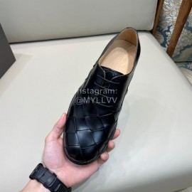 Bottega Veneta Woven Calf Leather Lace Up Shoes For Men