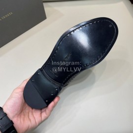 Bottega Veneta Woven Calf Leather Lace Up Shoes For Men Black