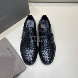 Bottega Veneta New Woven Cowhide Lace Up Shoes For Men