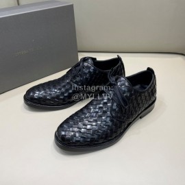 Bottega Veneta New Woven Cowhide Lace Up Shoes For Men