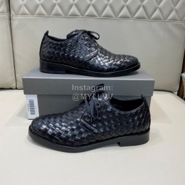 Bottega Veneta New Woven Cowhide Lace Up Shoes For Men