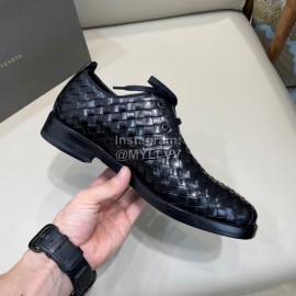 Bottega Veneta New Woven Cowhide Lace Up Shoes For Men