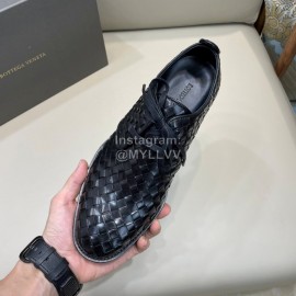 Bottega Veneta New Woven Cowhide Lace Up Shoes For Men