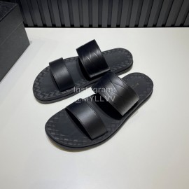 Bottega Veneta Black Embossed Calf Leather Slippers For Men