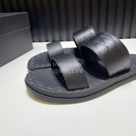 Bottega Veneta Black Embossed Calf Leather Slippers For Men
