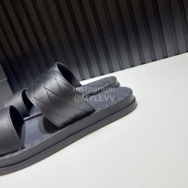 Bottega Veneta Black Embossed Calf Leather Slippers For Men