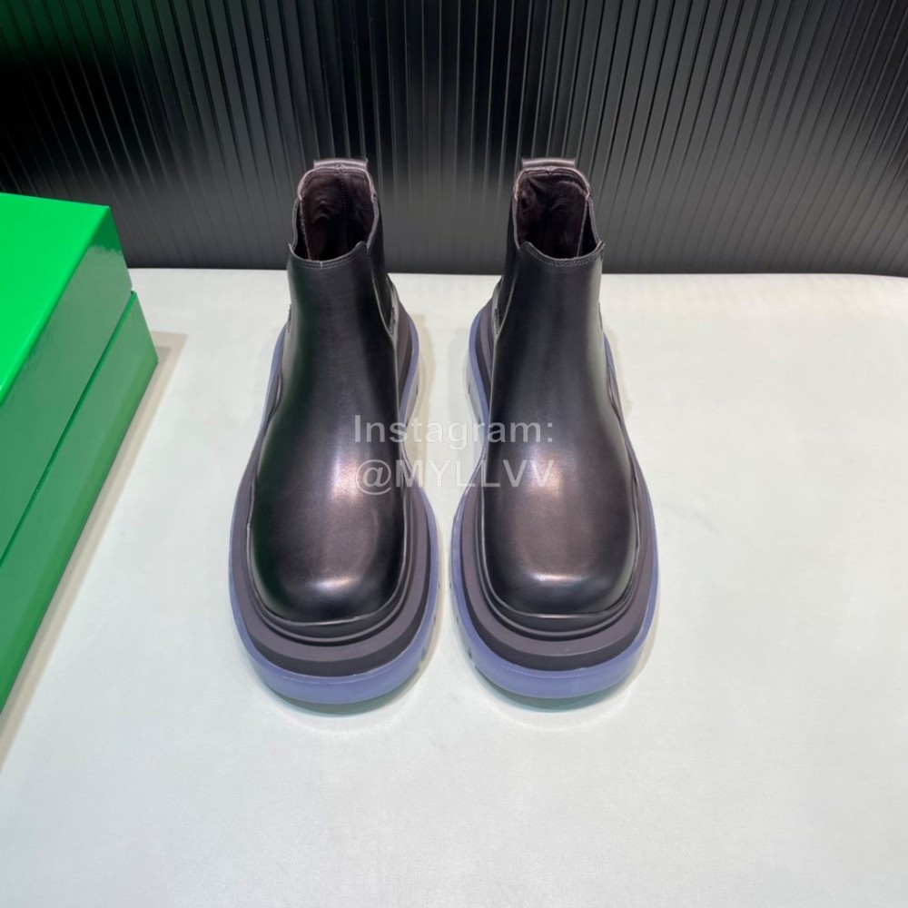 Bottega Veneta Fashion Cowhide Thick Soled Short Chelsea Boots Purple