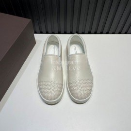 Bottega Veneta New Woven Leather Casual Shoes For Men White