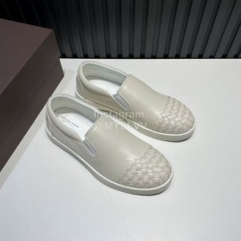 Bottega Veneta New Woven Leather Casual Shoes For Men White