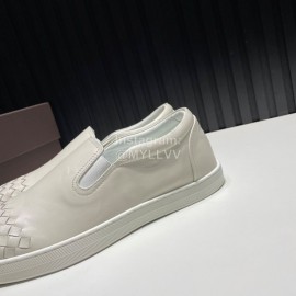 Bottega Veneta New Woven Leather Casual Shoes For Men White