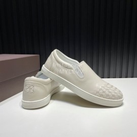 Bottega Veneta New Woven Leather Casual Shoes For Men White