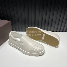 Bottega Veneta New Woven Leather Casual Shoes For Men White