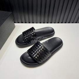 Bottega Veneta Woven Leather Embroidery Logo Slippers For Men 
