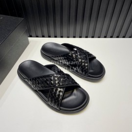 Bottega Veneta Woven Leather Embroidery Logo Cross Slippers For Men 