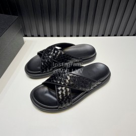 Bottega Veneta Woven Leather Embroidery Logo Cross Slippers For Men 