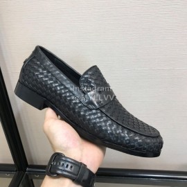 Bottega Veneta Black Woven Leather Business Shoes For Men 