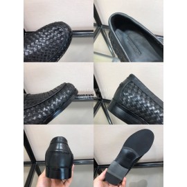 Bottega Veneta Black Woven Leather Business Shoes For Men 