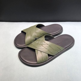 Bottega Veneta Woven Leather Cross Slippers For Men Green