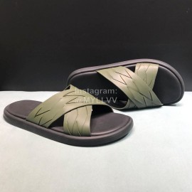 Bottega Veneta Woven Leather Cross Slippers For Men Green