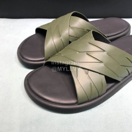 Bottega Veneta Woven Leather Cross Slippers For Men Green