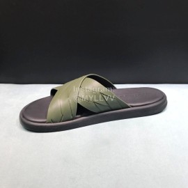 Bottega Veneta Woven Leather Cross Slippers For Men Green