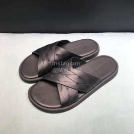 Bottega Veneta Woven Leather Cross Slippers For Men Black