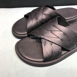 Bottega Veneta Woven Leather Cross Slippers For Men Black