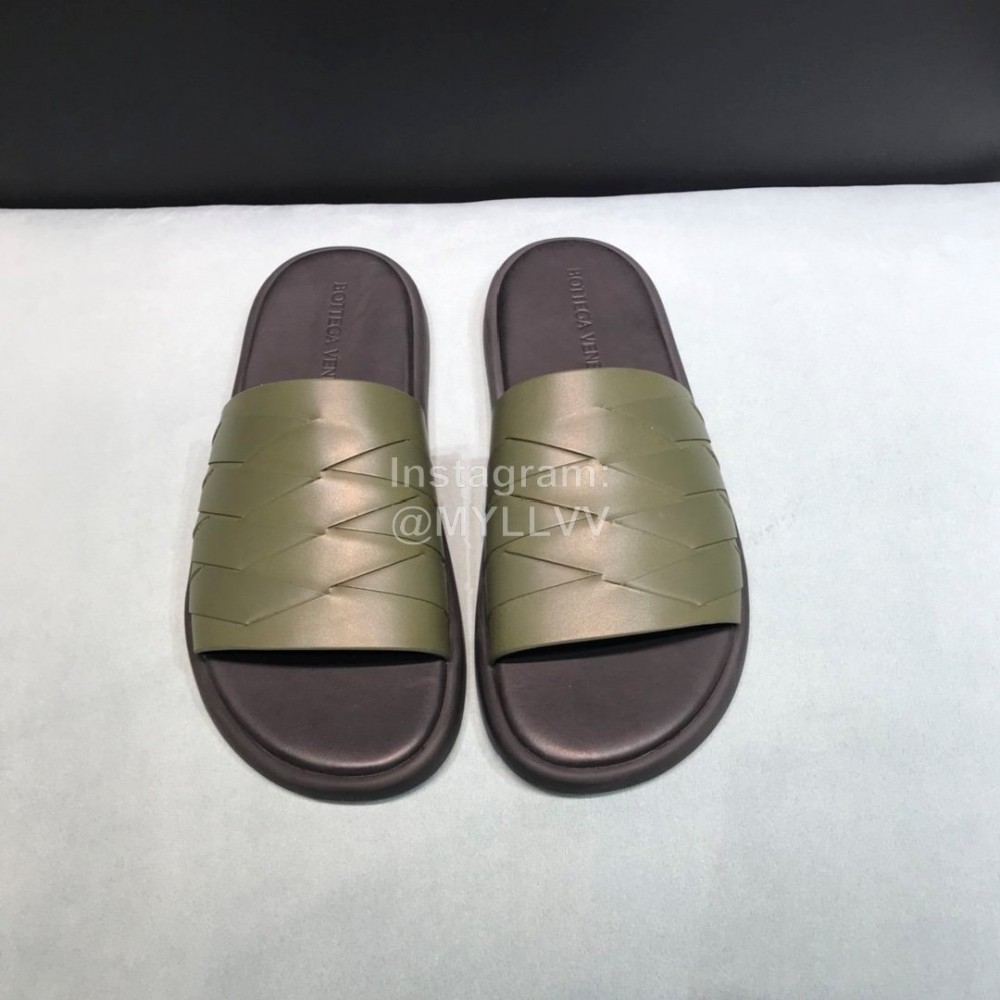 Bottega Veneta Woven Leather Slippers For Men Green
