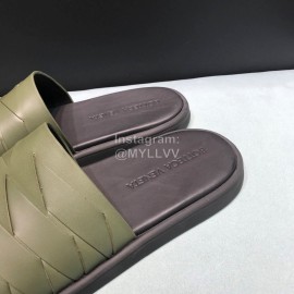 Bottega Veneta Woven Leather Slippers For Men Green