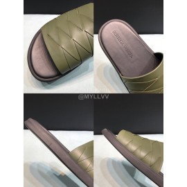 Bottega Veneta Woven Leather Slippers For Men Green