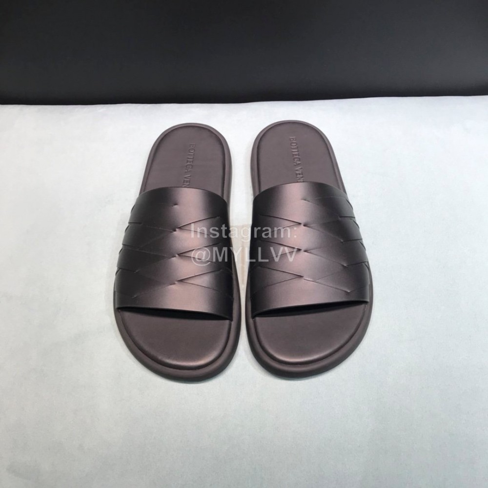 Bottega Veneta Woven Leather Slippers For Men Black