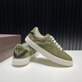 Bottega Veneta Calf Leather Casual Sneakers For Men Green