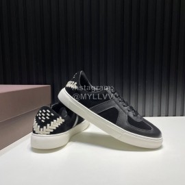 Bottega Veneta Calf Leather Casual Sneakers For Men Black