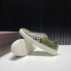 Bottega Veneta New Calf Leather Casual Sneakers For Men Green